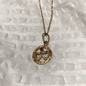 10K gold chain and hearts pendant
